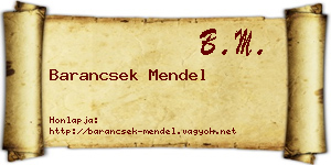 Barancsek Mendel névjegykártya